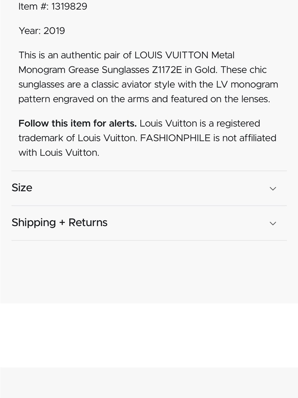 Louis Vuitton Gold Aviator Sunglasses with Gradient Lenses - Picture 6 of 8